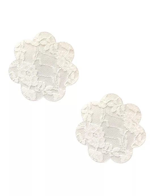 Neva Nude Lace Petal Flower Pasties - White O/S
