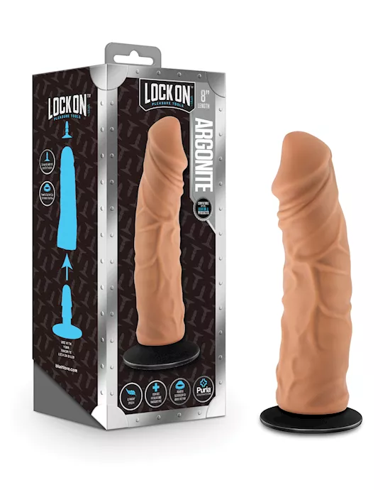 Blush Lock On 8" Argonite Dildo w/Suction Cup Adapter - Mocha