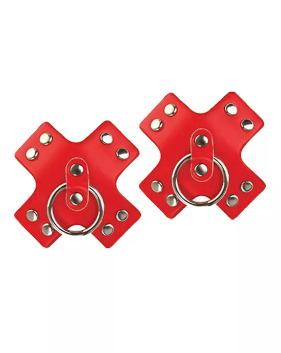 Nipplicious Seducer Leather Pasties w/Ring - Red