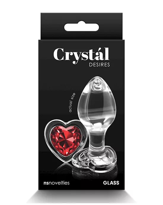 Crystal Desires Glass Heart Gem Butt Plug Medium - Red