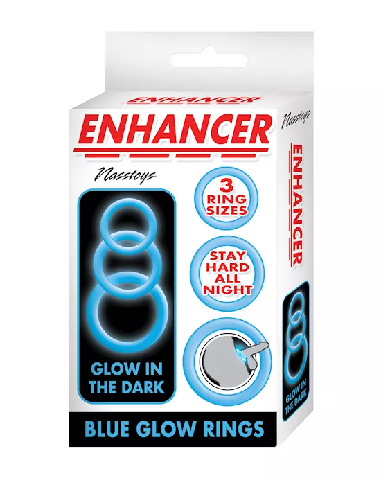 Enhancer Silicone Cockrings - Glow in the Dark Blue