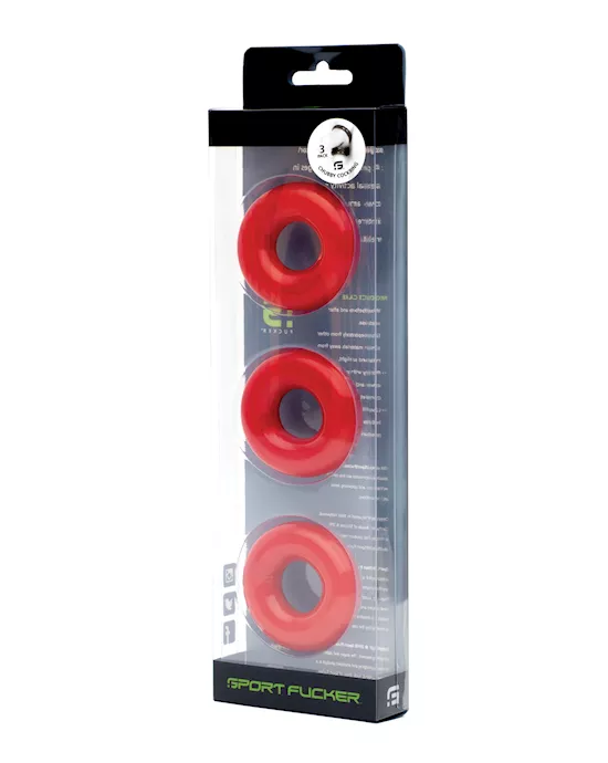 Sport Fucker Chubby Cockring Pack of 3 - Red
