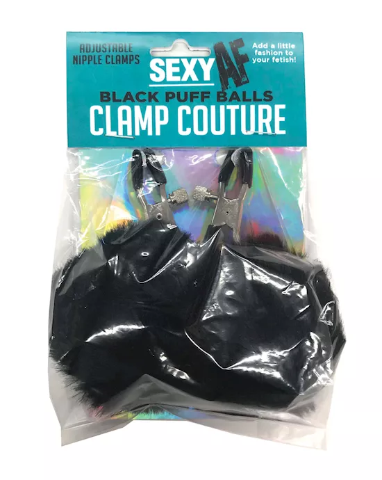 Sexy AF Nipple Clamps - Black Puff Ball