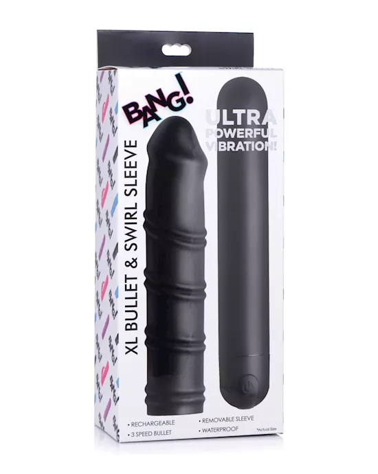 Bang! XL Bullet & Swirl Silicone Sleeve - Black