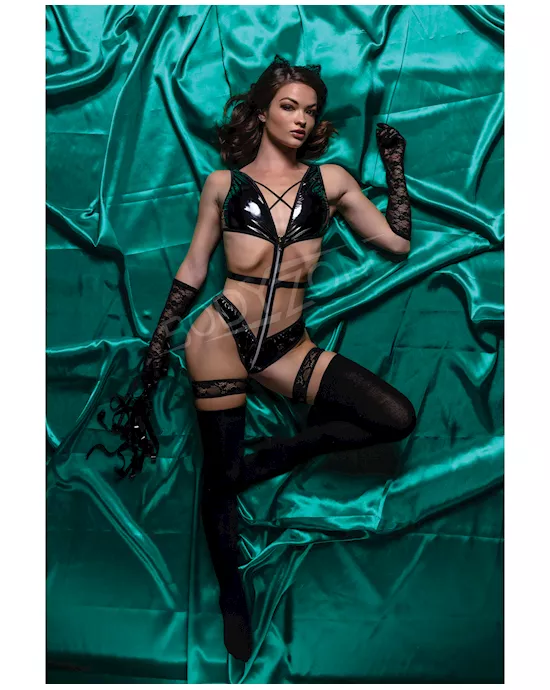 Role Play Kinky Kitty Cat 6 pc Set Black M/L