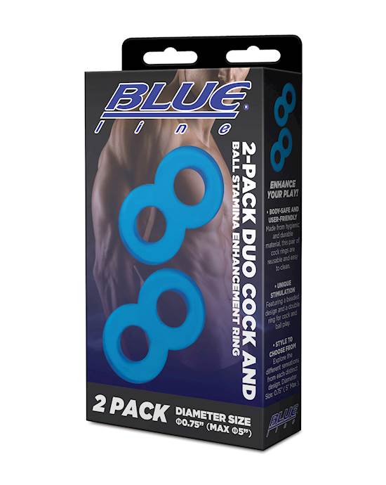 Blue Line C amp B Dual Cock amp Ball Stamina Enhancement Ring  Jelly Blue Pack of 2
