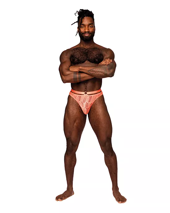 Rude Awakening Mesh Strap Thong Neon Orange S/M