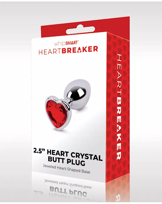 WhipSmart Heartbreaker 2.5" Heart Crystal Butt Plug - Red