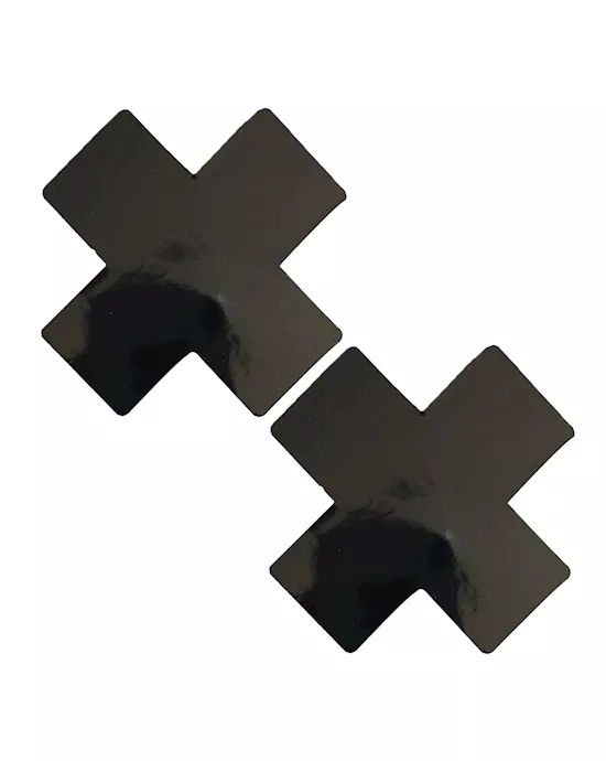 Neva Nude Dom Queen Status Wet Vinyl X Pasties - Black QN