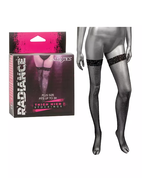 Radiance Thigh High Stockings - Black Plus Size