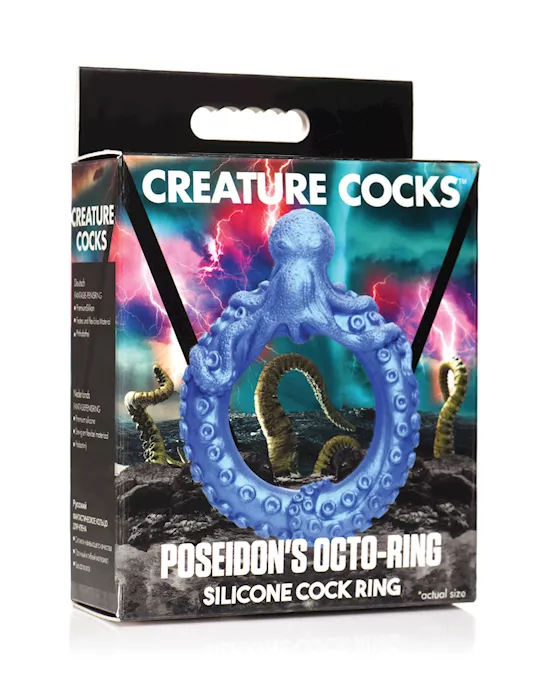 Creature Cocks Poseidon's Octo Silicone Cock Ring - Blue