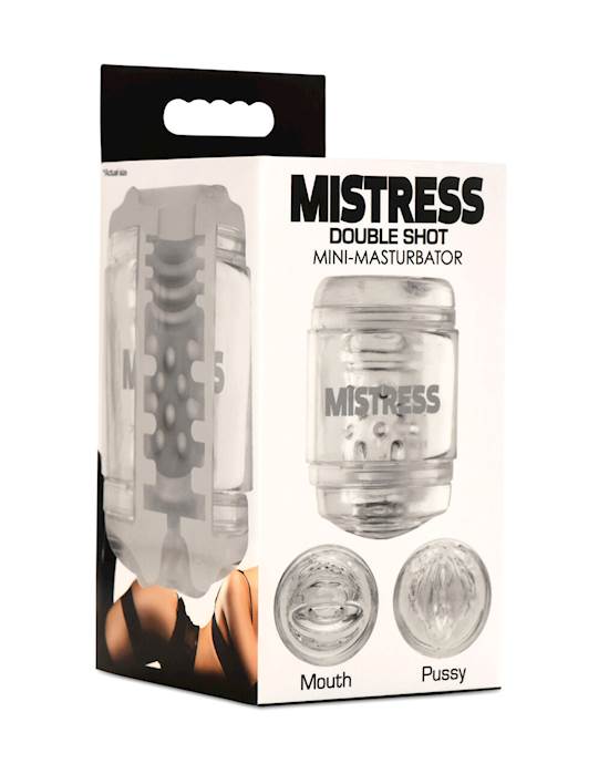 Curve Toys Mistress Double Shot Mini Masturbator Mouth amp Pussy   Clear