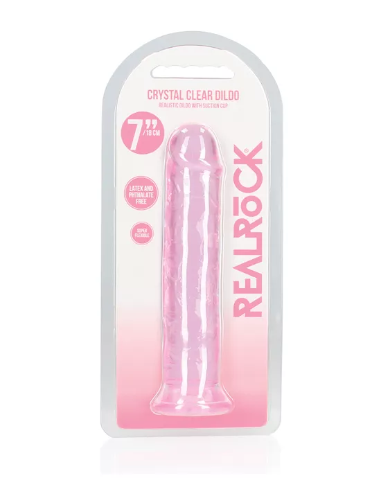 Shots Realrock Crystal Clear 7" Straight Dildo W/suction Cup - Pink