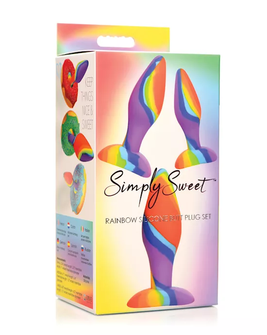 Curve Toys Simply Sweet Rainbow Silicone Butt Plug Set