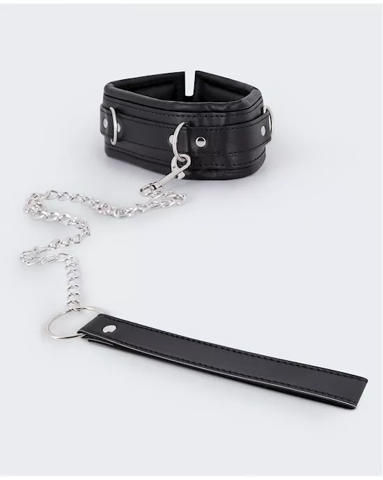 Lust Pu Leather Collar & Leash - Black