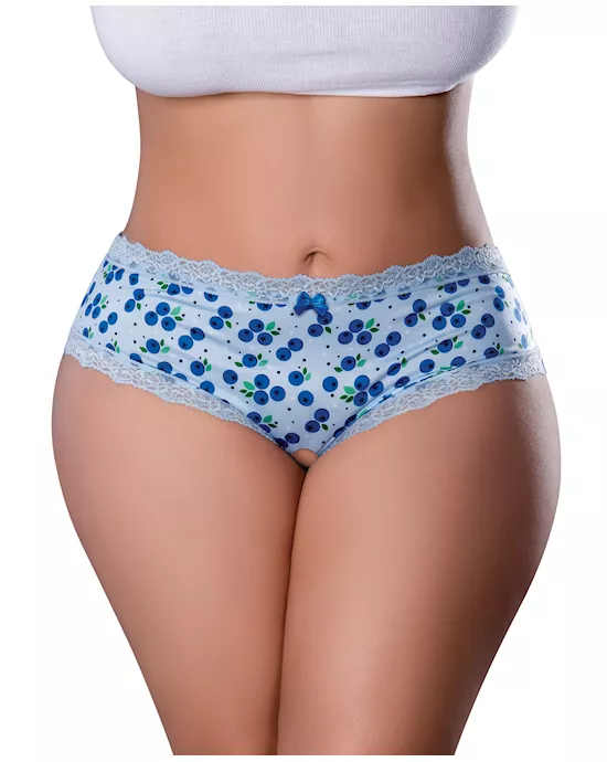 Sweet Treats Crotchless Boy Short w/Wicked Sensual Care Blueberry Lube - Blue QN