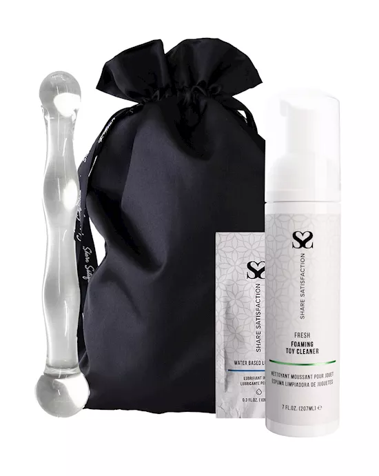 Free Lucent Rippled Glass Massager - Essentials Bundle