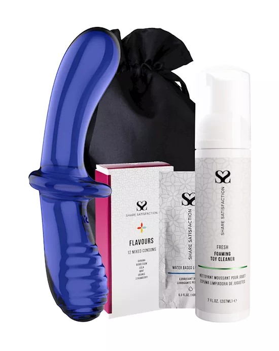 Satisfyer Double Crystal Glass Dildo - Essentials Bundle