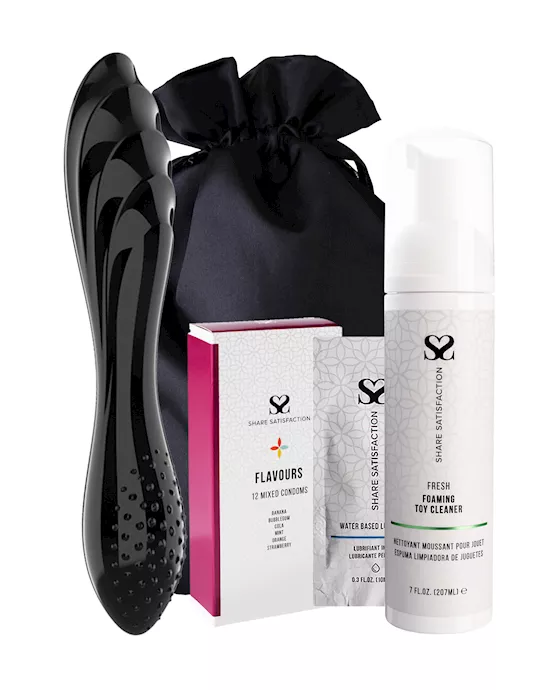 Satisfyer Dazzling Crystal 1 Glass Dildo - Essentials Bundle