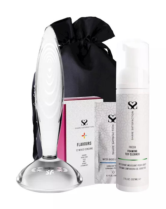 Satisfyer Sparkling Crystal Glass Dildo - Essentials Bundle