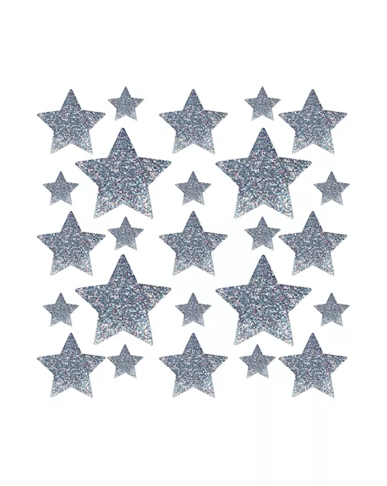 Meteoric Madness Grey Sparkle Glitter to Blue Reflective Starry Nights Nipple Sticker Crop Top