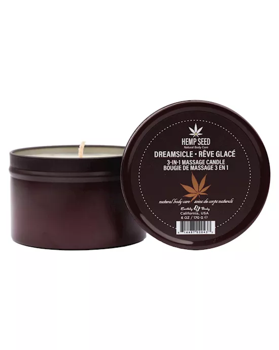 Hemp Seed 3-In-1 Massage Candle Dreamsicle Tangerine & Plum