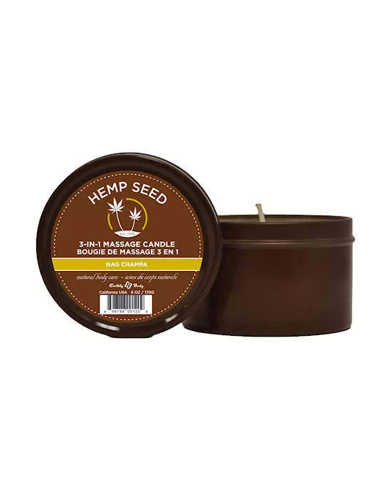 Hemp Seed 3 In 1 Massage Candle Nag Champa (East Indian Incense) Scented