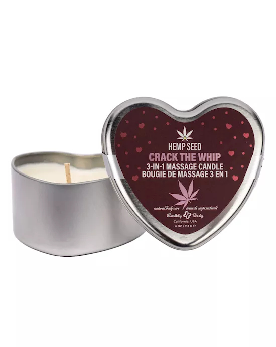 EB Hemp Seed 3 in 1 Massage Heart Candle Crack The Whip Crack The Whip (Dew Kissed Rose, Violet Petals, Warm Amber)