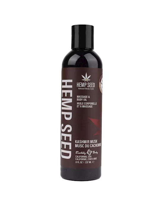 Hemp Seed Massage & Body Oil Kashmir Musk Brandy, Magnolia & Vanilla Musk Scented 237ml