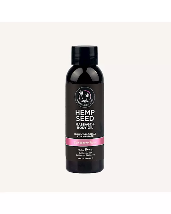 Hemp Seed Massage & Body Oil Zen Berry Rose Blackberry, Yellow Rose & Amber Scented 59ml
