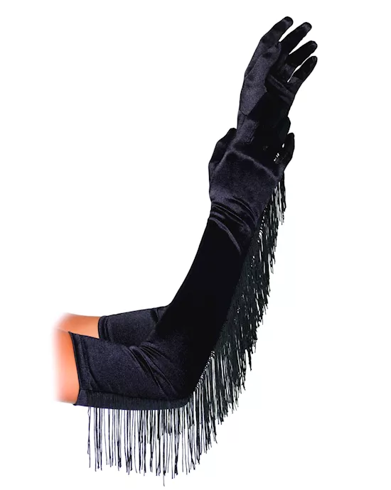 BQ Satin Fringe Opera Length Gloves