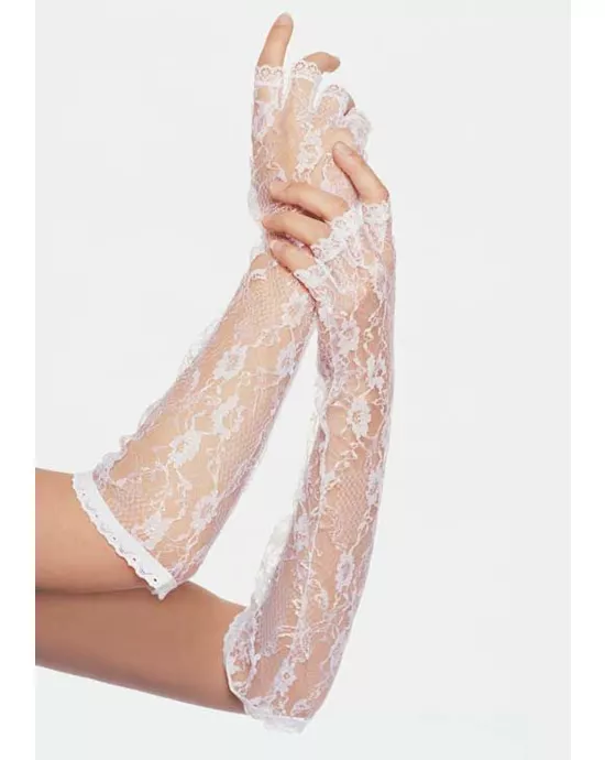 Elbow Lengh Lace Fingerless Gloves