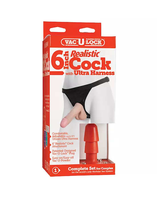 Ultra Harness Set 2 - Vac U Lock Plug with Harness and 6 inch Dildo